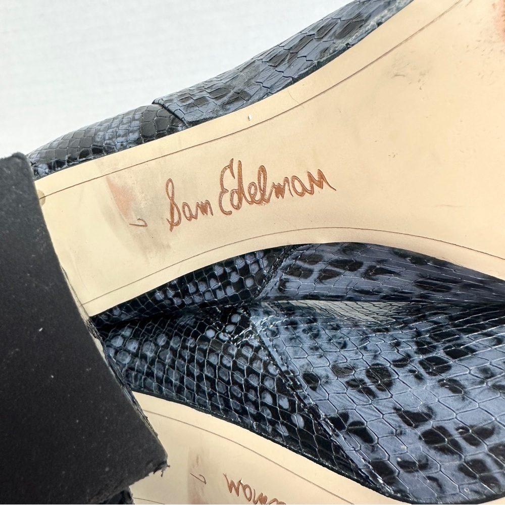 Sam Edelman Codie Bootie in Marina Blue Snake Embossed Leather Square Toe Size 7 - Picture 11 of 12